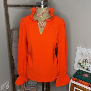 J. Crew ruffle neck top